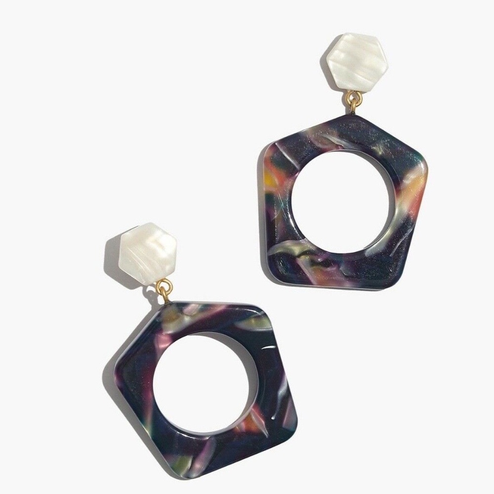 NWT Madewell by J.Crew Women's Acetate Geometric Drop Earrings AI096 BE